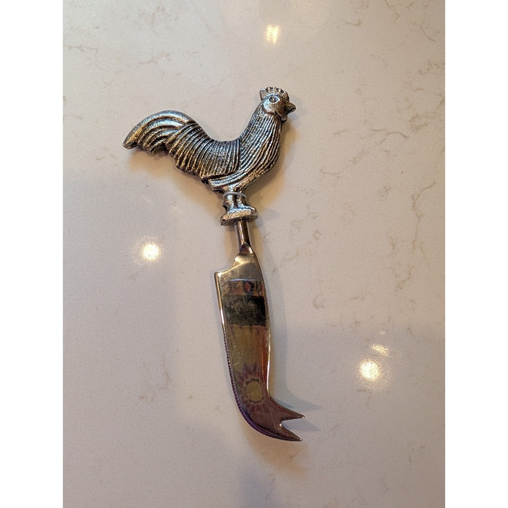 Vintage Rooster Cheese Spreader Knife Zinc Alloy Farmhouse Charcuterie Spreader